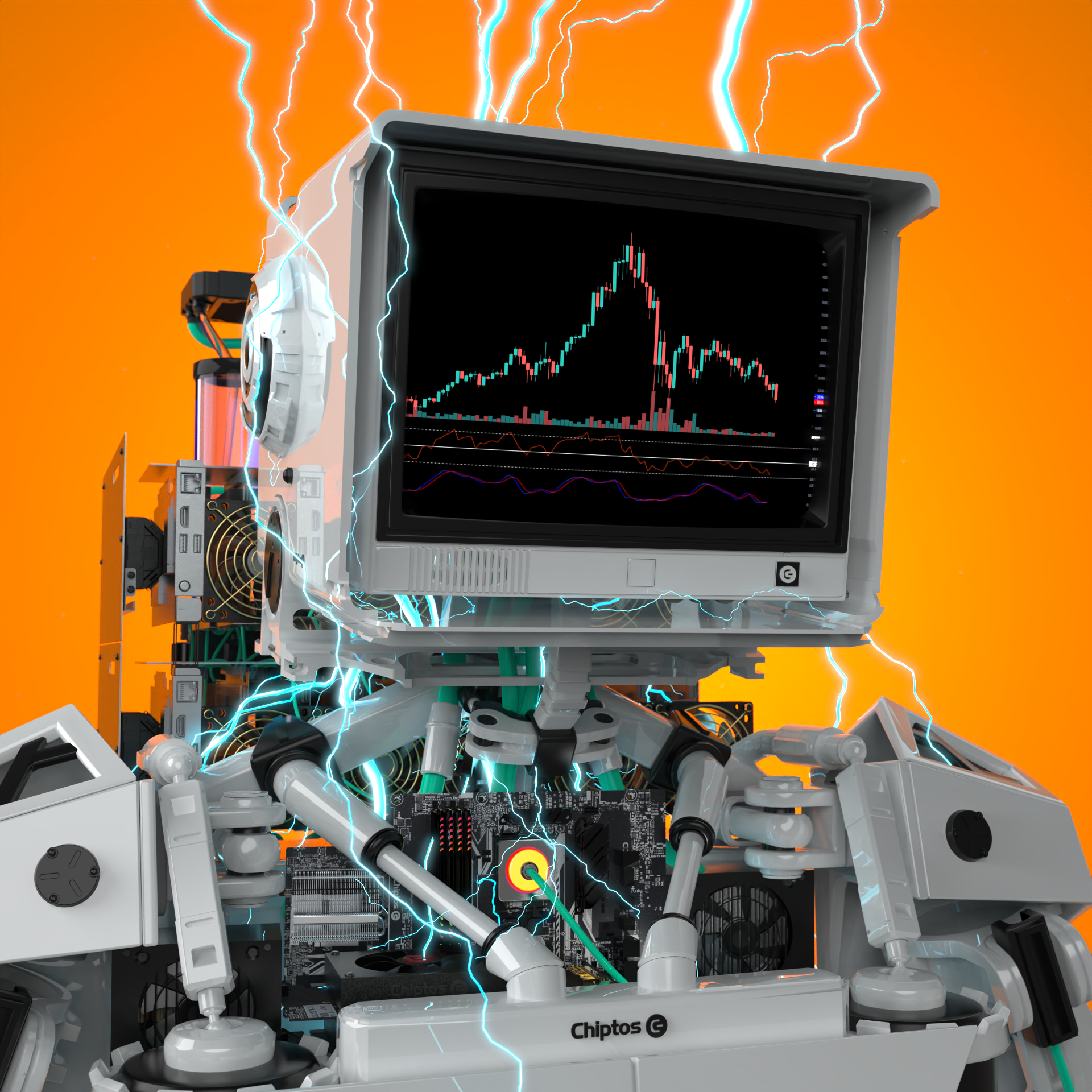 Chiptos X CRT Robot TV Head Monitor Aesthetic Robot PFP Robot Profile Picture Robots NFT by chiptos