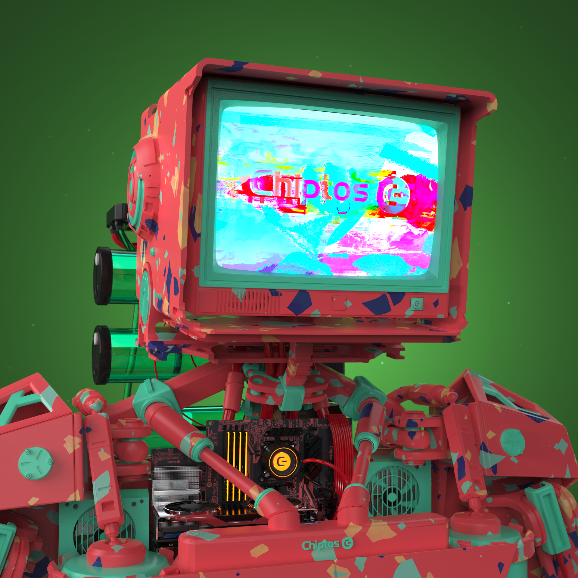 Chiptos X CRT Robot TV Head Monitor Aesthetic Robot PFP Robot Profile Picture Robots NFT by chiptos