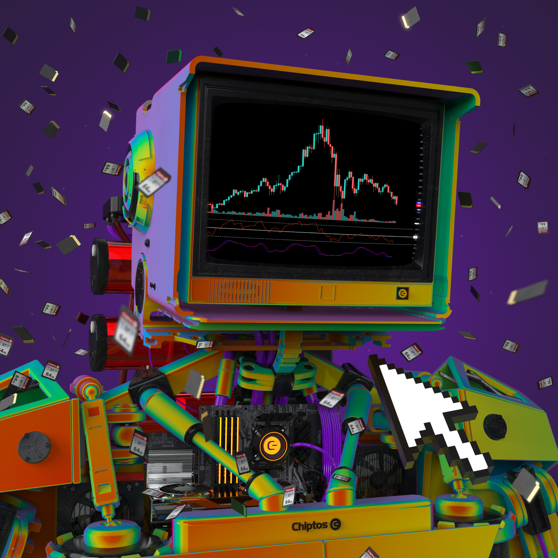 Chiptos X CRT Robot TV Head Monitor Aesthetic Robot PFP Robot Profile Picture Robots NFT by chiptos