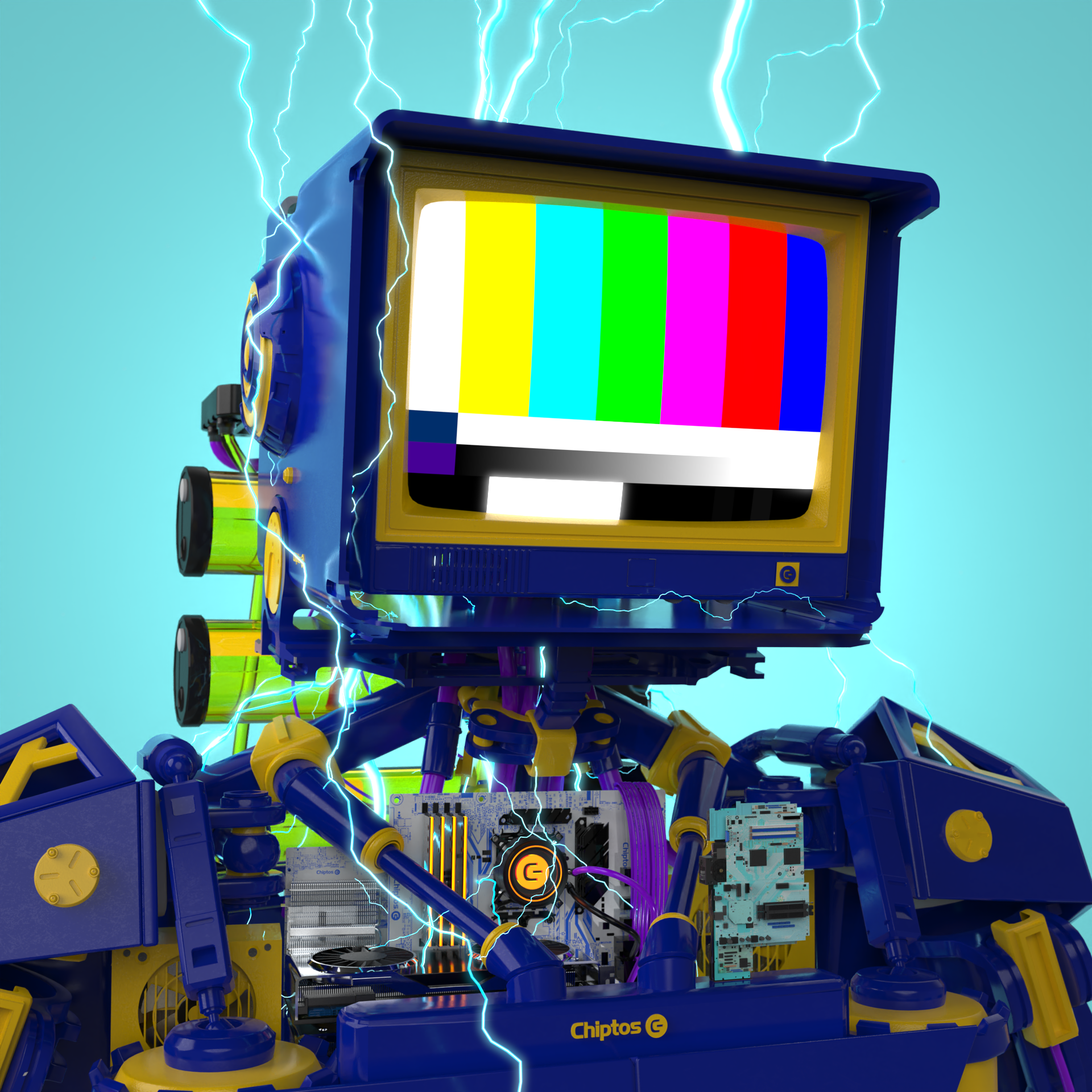 Chiptos X CRT Robot TV Head Monitor Aesthetic Robot PFP Robot Profile Picture Robots NFT by chiptos