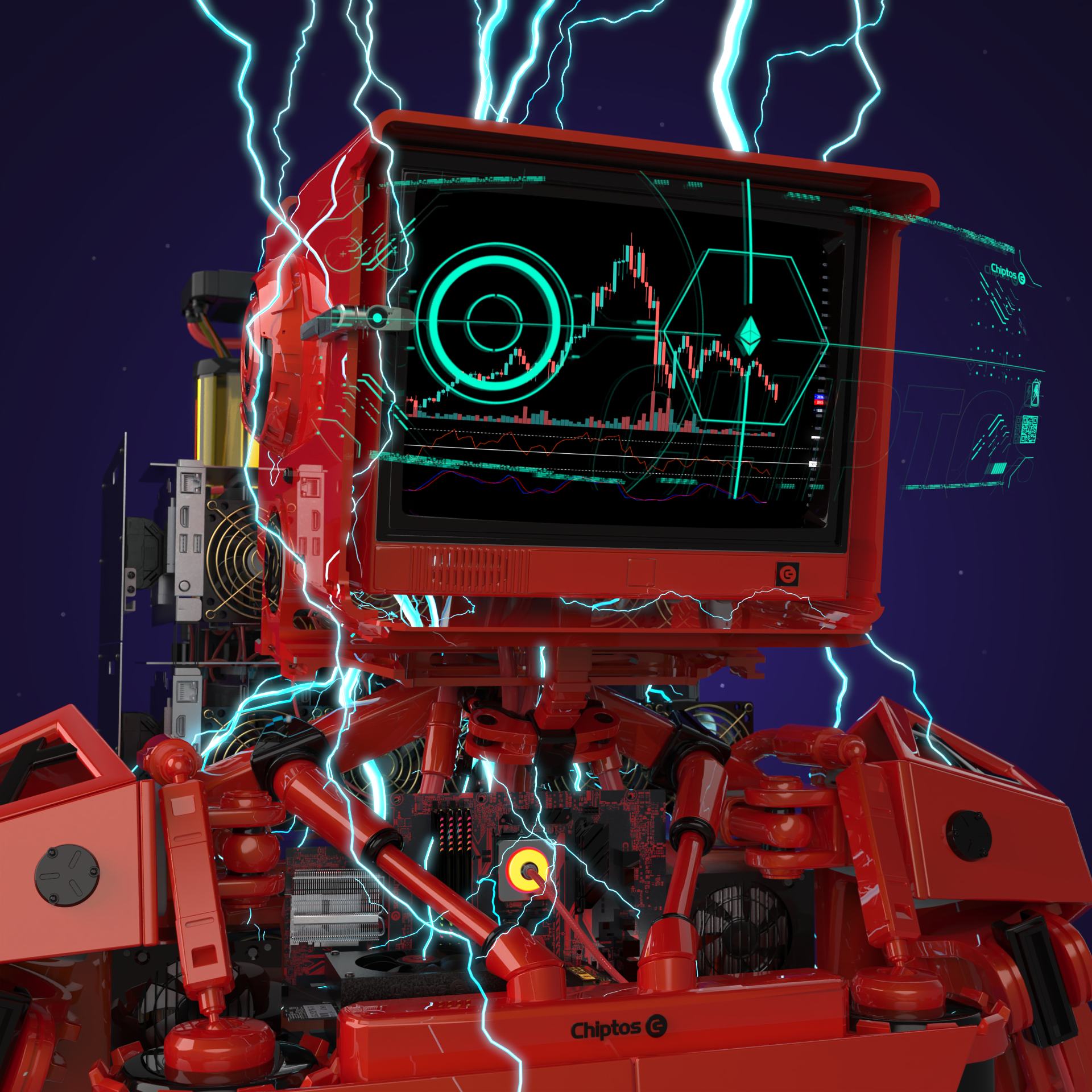 Chiptos X CRT Robot TV Head Monitor Aesthetic Robot PFP Robot Profile Picture Robots NFT by chiptos
