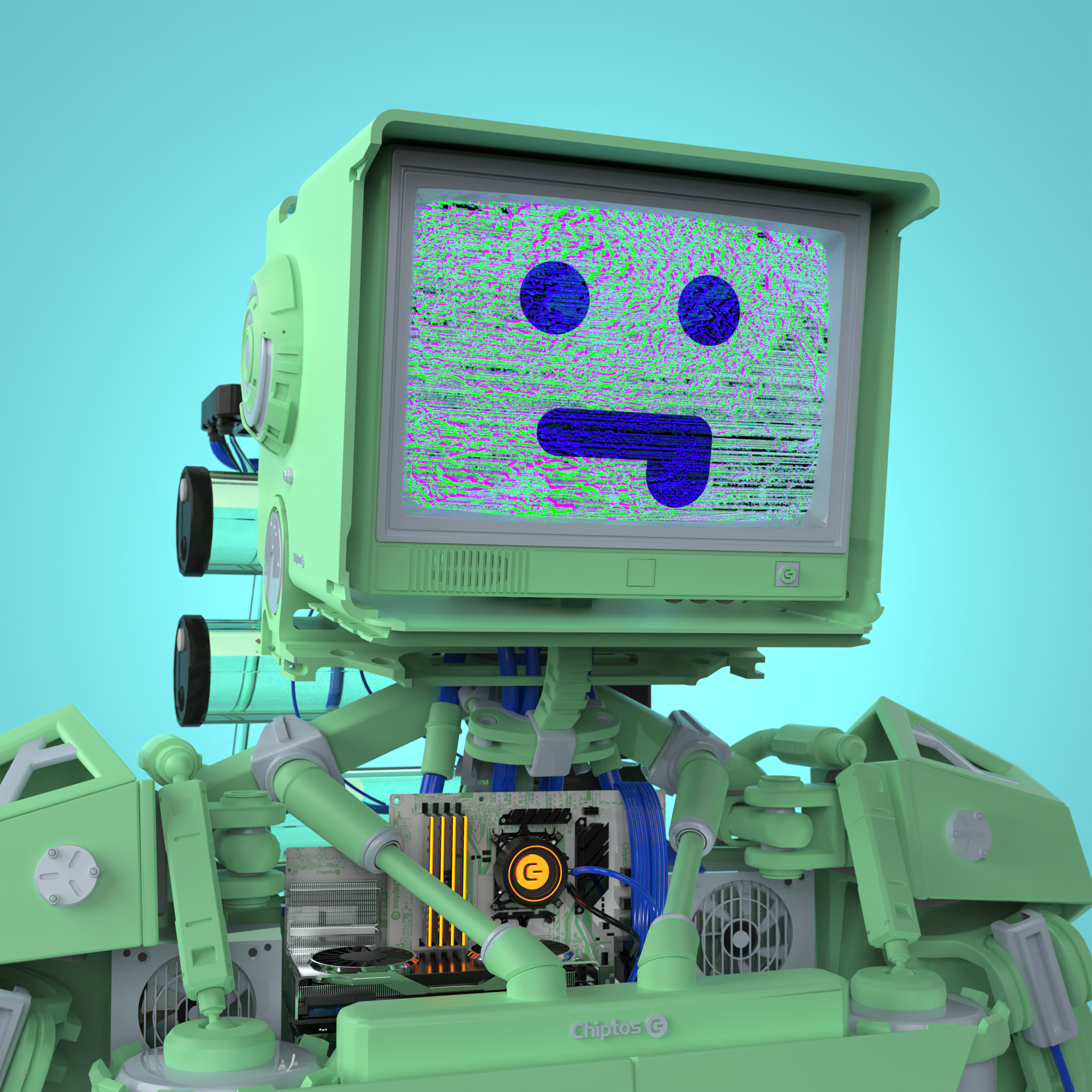 Chiptos X CRT Robot TV Head Monitor Aesthetic Robot PFP Robot Profile Picture Robots NFT by chiptos