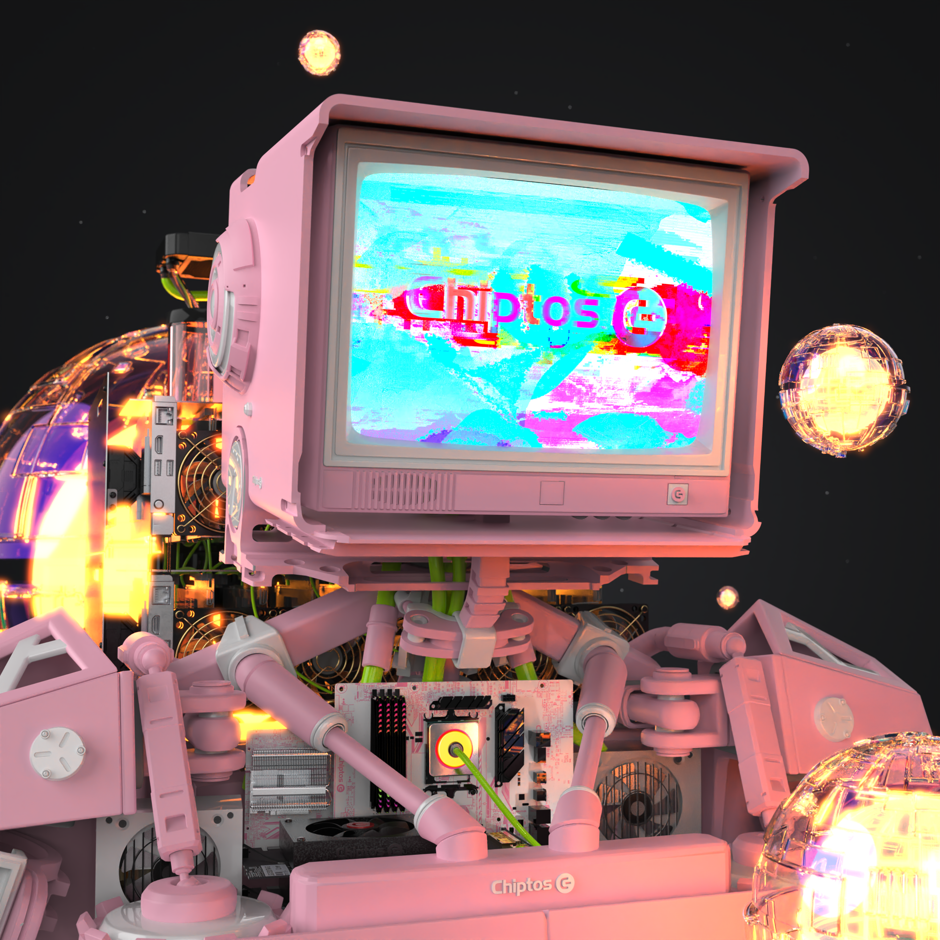 Chiptos X CRT Robot TV Head Monitor Aesthetic Robot PFP Robot Profile Picture Robots NFT by chiptos