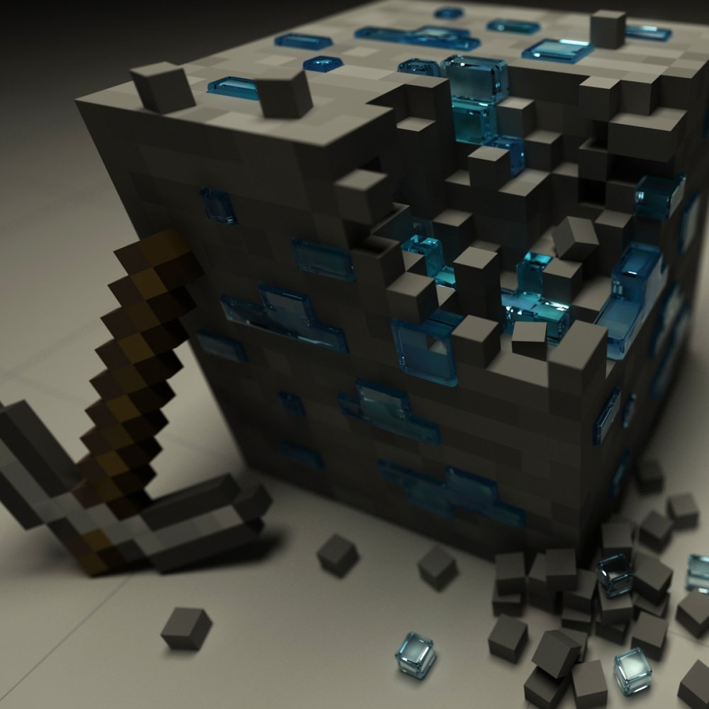 Minecraft-themed forum avatar featuring a pixelated diamond ore block with a pickaxe, showcasing iconic elements from the popular video game.