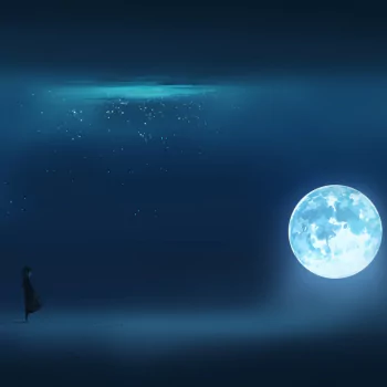  Standing underwater next to the moon