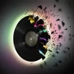 Artistic forum avatar featuring a vinyl record bursting into vibrant colors and fragments, symbolizing music and creative expression.