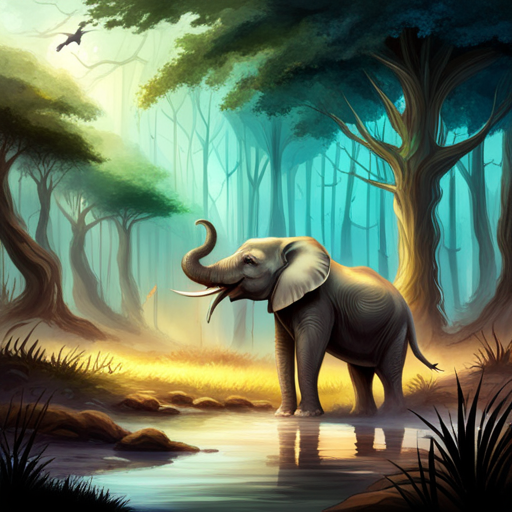 Artistic Elephant at a Waterhole by lonewolf6738