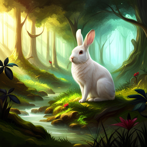White Rabbit near a Stream in the Forest by lonewolf6738
