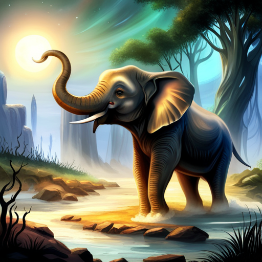 Artistic Elephant at a Waterhole by lonewolf6738