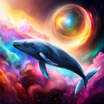  Whale in Space with a Colorful Nebula