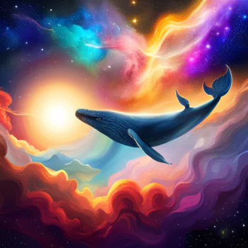  Whale in Space with a Colorful Nebula