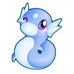 Anime-style Dratini Pokémon forum avatar — cute blue serpentine pfp with big glossy eyes and soft shading.