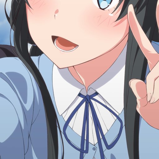 Forum avatar — close-up anime portrait from My Teen Romantic Comedy SNAFU: blushing schoolgirl in blue uniform, smiling with mouth open and hand raised.