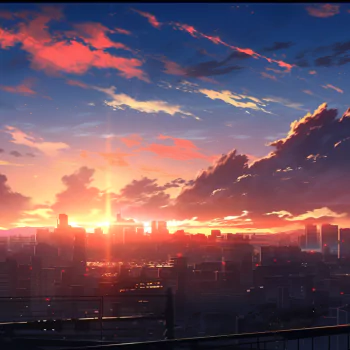  Anime sunset in cyberpunk style