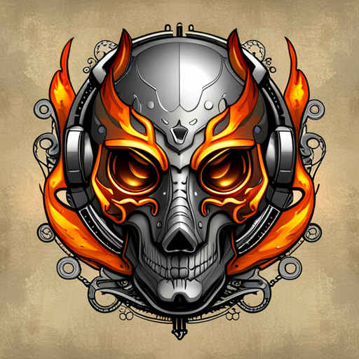 Silver Mask with Orange Flames by lonewolf6738