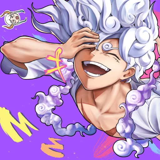 Anime-style forum avatar featuring a joyful character with wild white hair and swirling smoke effects, inspired by the One Piece series.