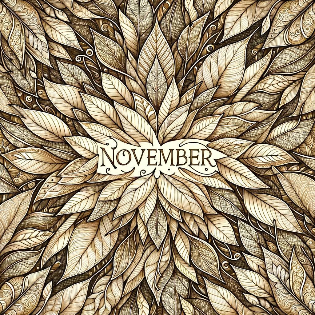 Intricate leaf pattern avatar with the word 'November' for a seasonal profile picture.