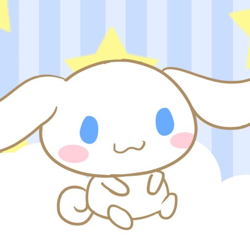 A cute Cinnamoroll character with big blue eyes and pink cheeks sits against a blue starry background, making an adorable forum avatar or profile photo.