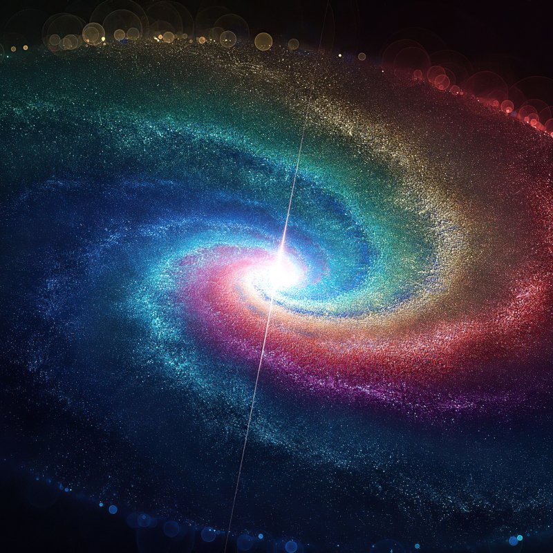 A vibrant sci-fi galaxy swirl with bright blue, red, and white hues radiating from a glowing center, designed as a dynamic forum avatar or profile photo.