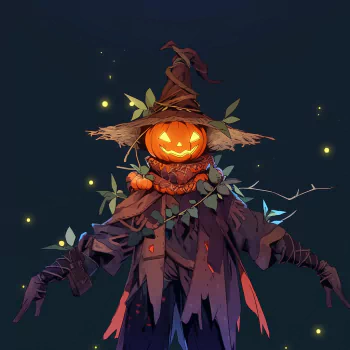 Anime Pumpkin Head Scarecrow with Magical Orb · Creative Fabrica