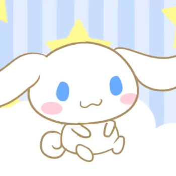A cute Cinnamoroll character with big blue eyes and pink cheeks sits against a blue starry background, making an adorable forum avatar or profile photo.