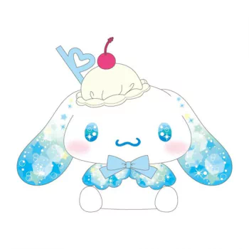 Cute Cinnamoroll character with blue patterned ears and a cherry-topped cream hat, designed as a vibrant anime-style forum avatar.