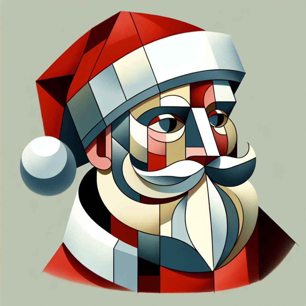 Geometric illustration of a stylized Santa Claus perfect for a festive avatar or profile picture.