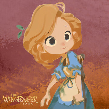Avatar of a cute, animated girl character from The Wingfeather Saga with blonde hair and a blue dress, ideal for profile pictures.