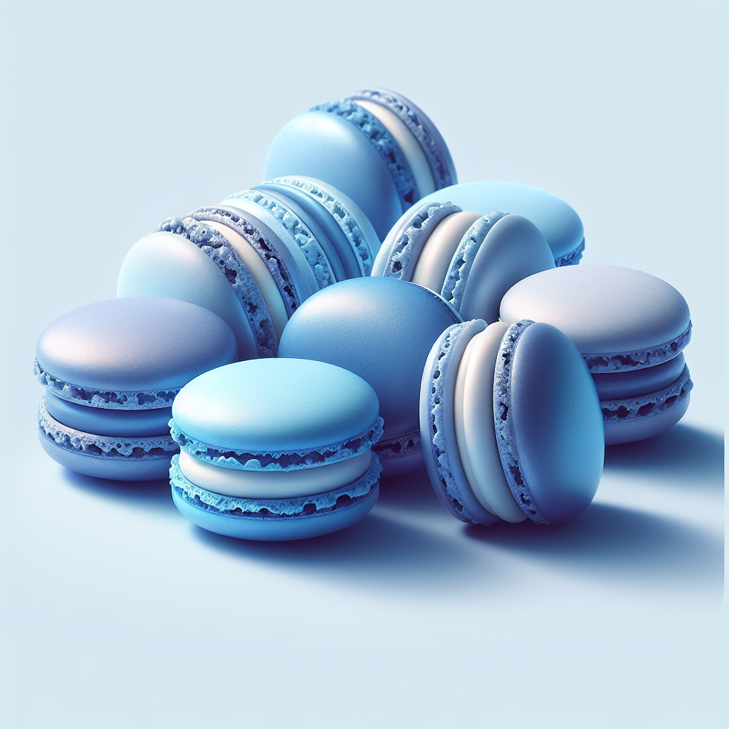 A collection of blue macarons with intricate designs, suitable for use as an avatar or profile picture.