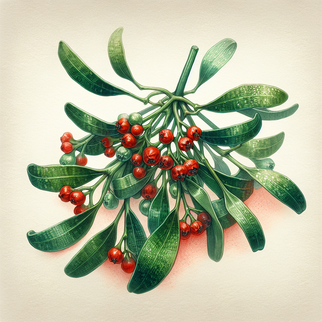 A vibrant illustration of mistletoe featuring lush green leaves and bright red berries, designed as a forum avatar.