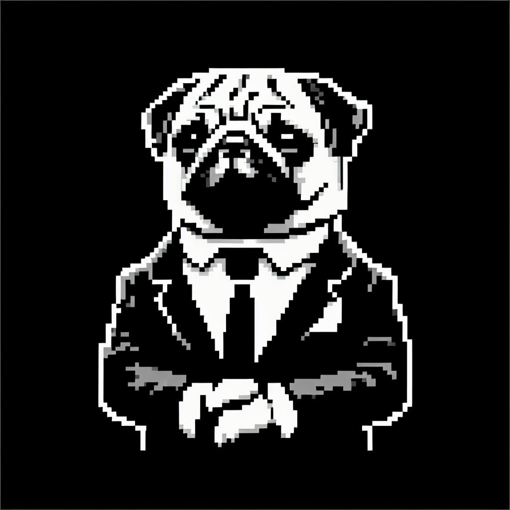 Download Pug AI Art Anonymous Black & White Technology Pixel Art PFP