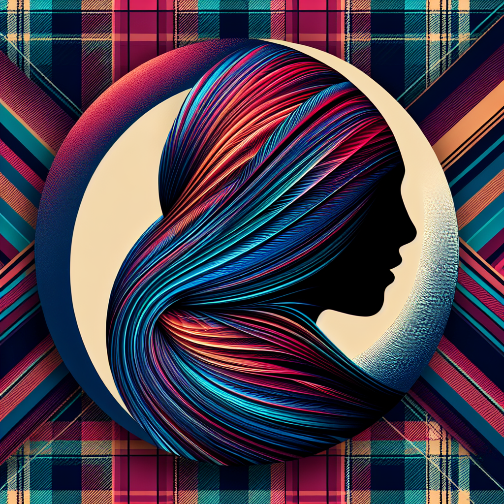 Colorful abstract avatar with a silhouette profile against a plaid background for a profile picture.