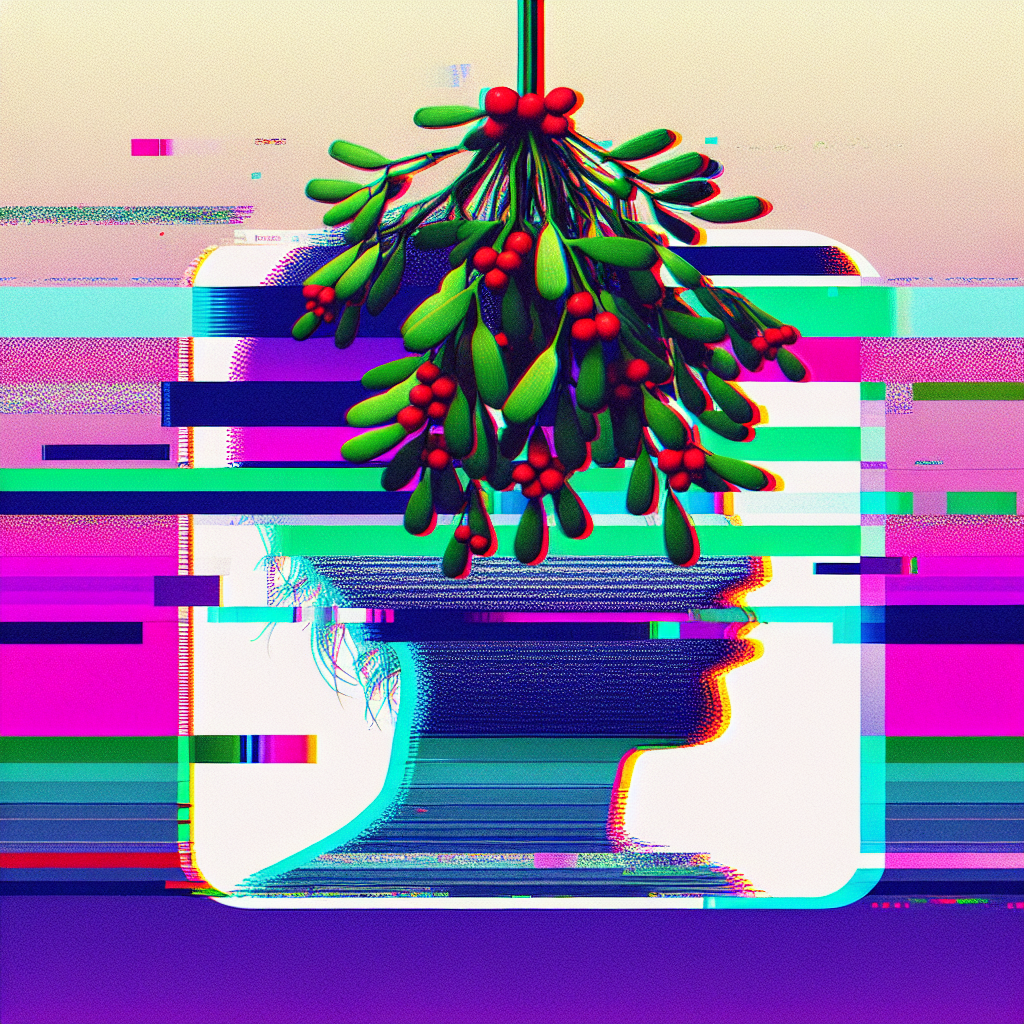 A stylized profile silhouette adorned with vibrant mistletoe hangs above in a colorful, glitchy design, serving as a unique forum avatar.