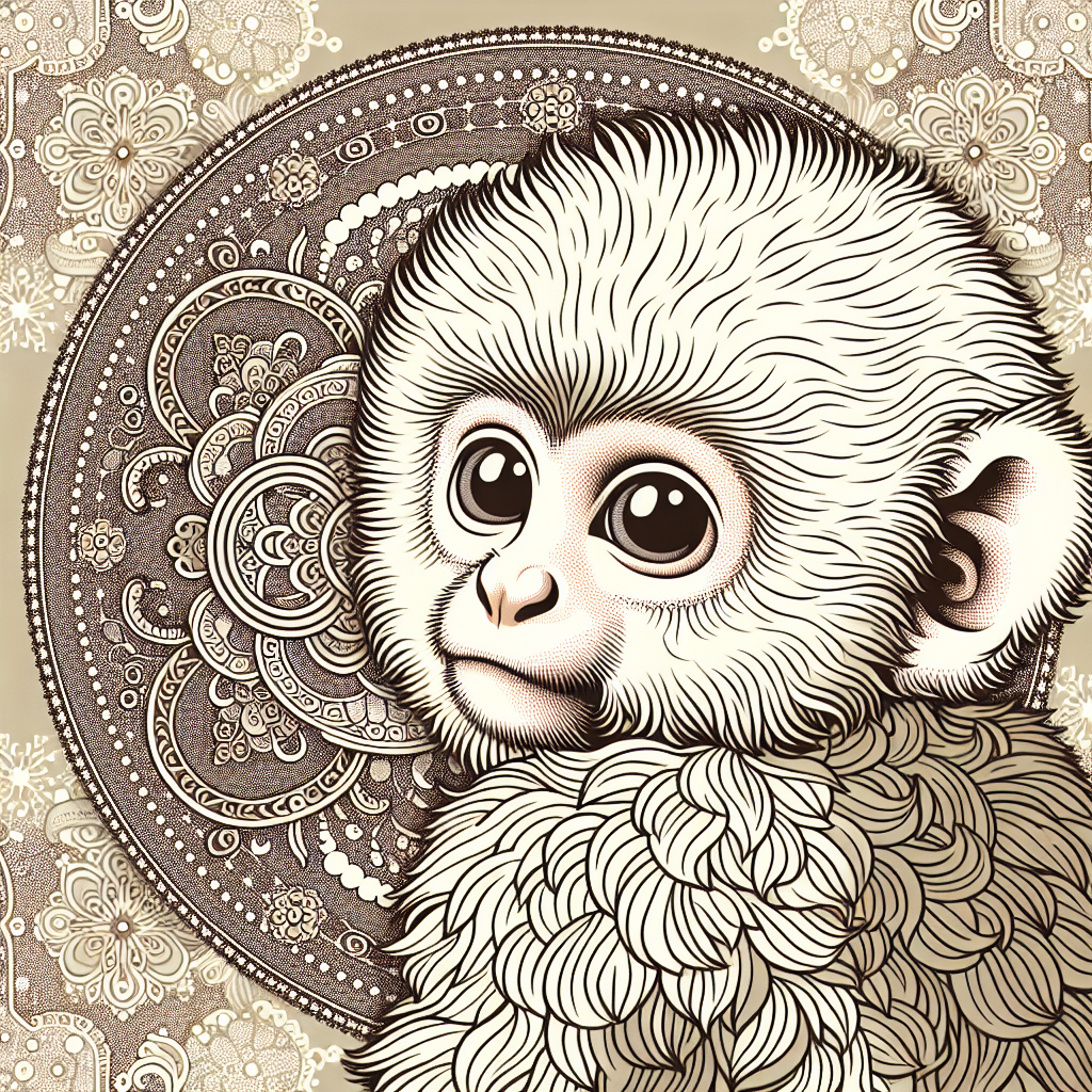 A charming snow monkey gazes back, surrounded by intricate patterns, making for an engaging forum avatar/profile picture.