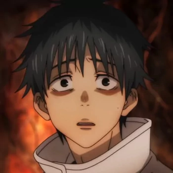 Avatar image of Yuta Okkotsu from Jujutsu Kaisen with a concerned expression and fiery background.