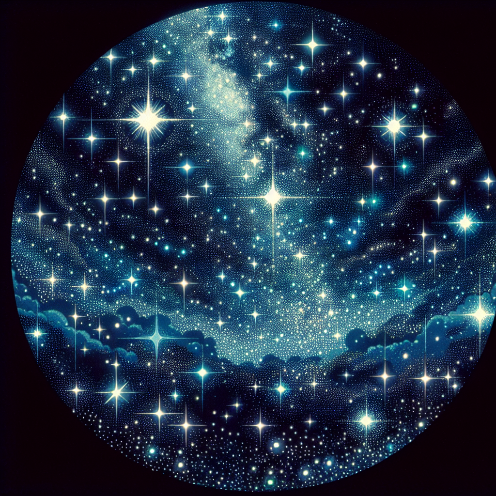 Circular avatar featuring a mesmerizing starry sky with sparkling stars and cosmic clouds, ideal for a profile picture or PFP.