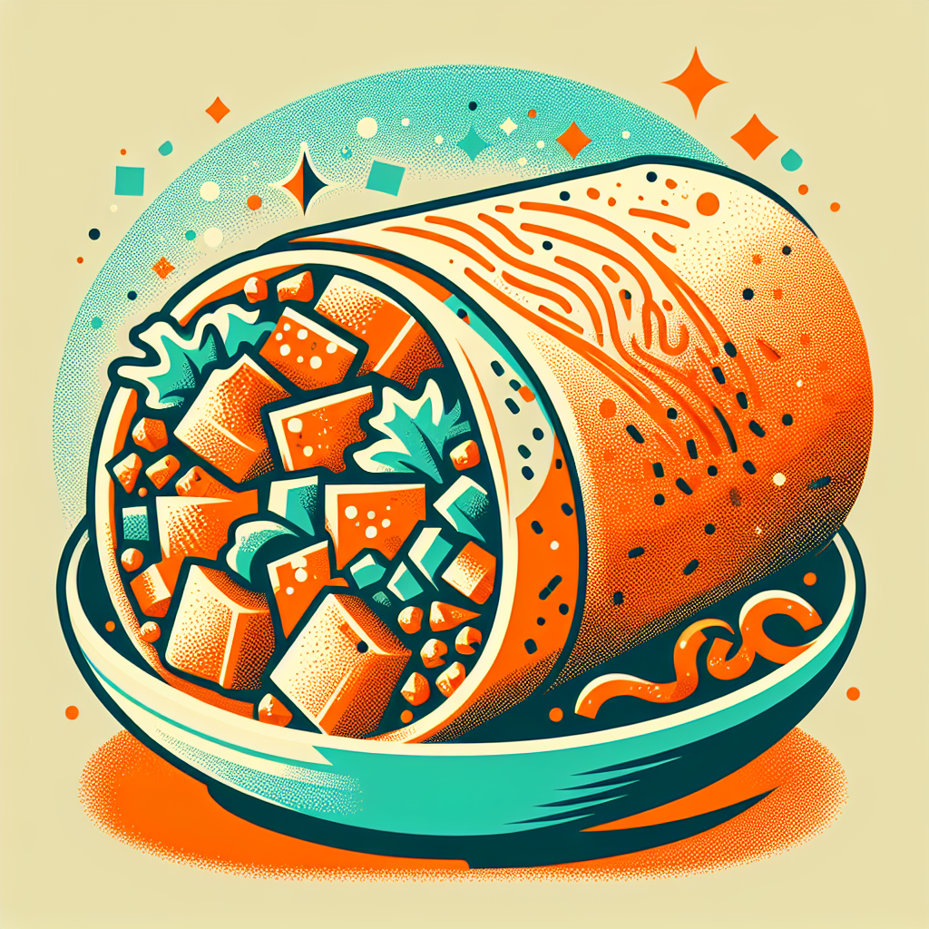 Illustration of a colorful burrito avatar with vibrant filling, perfect for a pfp or food-themed graphic.