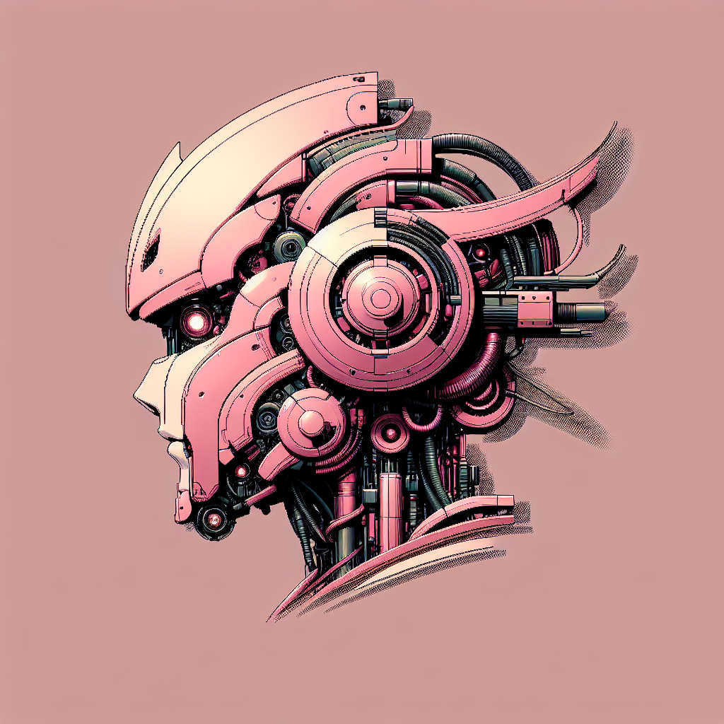 Digital illustration of a pink cyborg profile for avatar use, showcasing futuristic robotic design influences.