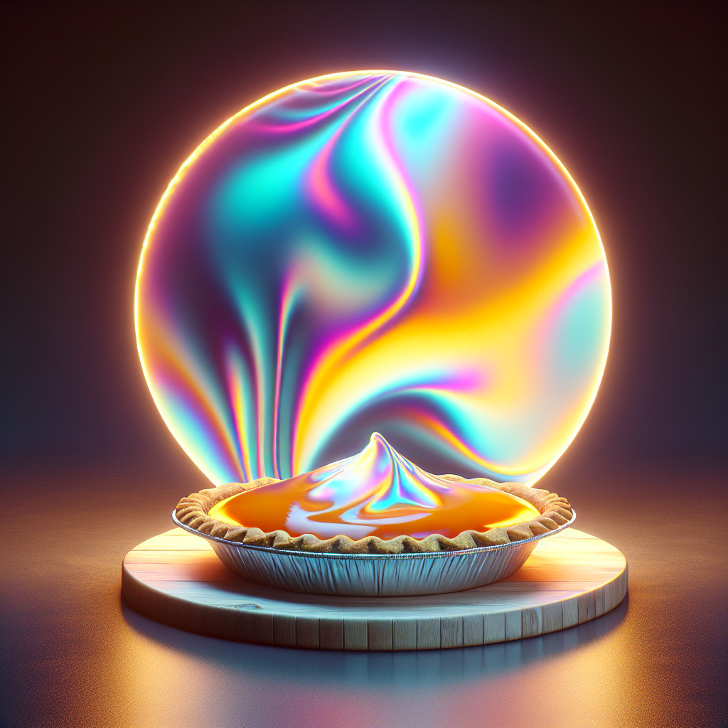 Avatar of a stylized pumpkin pie with a vibrant, swirling aura backdrop.