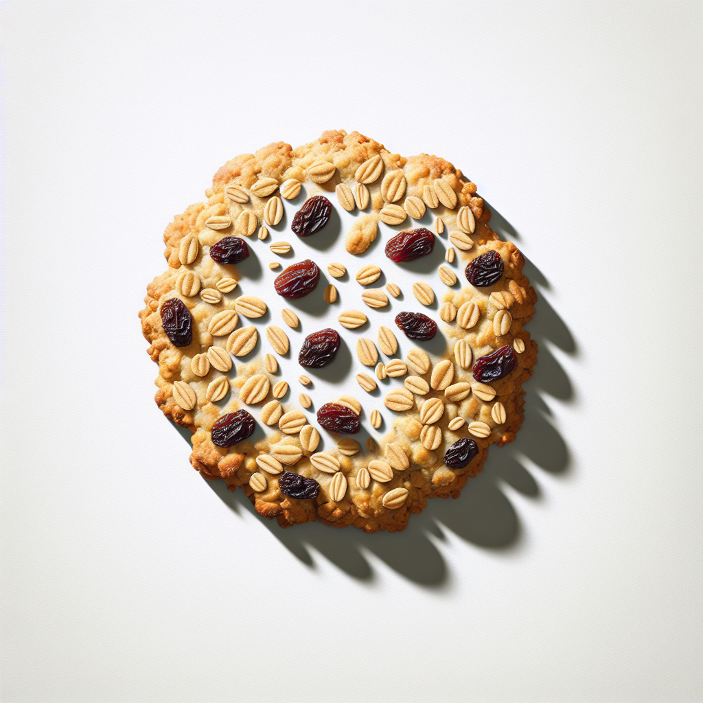 A vibrant oatmeal raisin cookie with a golden brown edge, topped with oats and plump raisins, serves as a charming forum avatar.