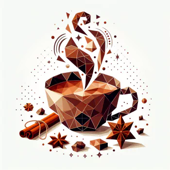 A geometric illustration of a cup of chai tea, featuring steam, cinnamon sticks, and star anise, designed as a vibrant forum avatar or profile picture.