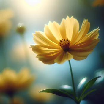 A vibrant yellow flower stands elegantly, showcasing its delicate petals and lush green leaves. This image serves as a bright and cheerful forum avatar.