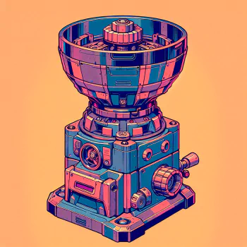 A vibrant illustration of a coffee grinder, designed with bold colors and intricate details, serving as a unique forum avatar or profile picture.