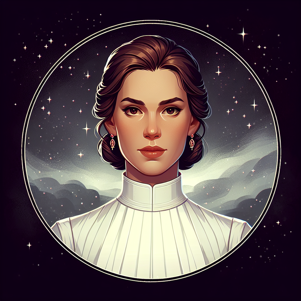Avatar of a stylized illustration featuring a female character resembling Leia Organa against a starry space backdrop.