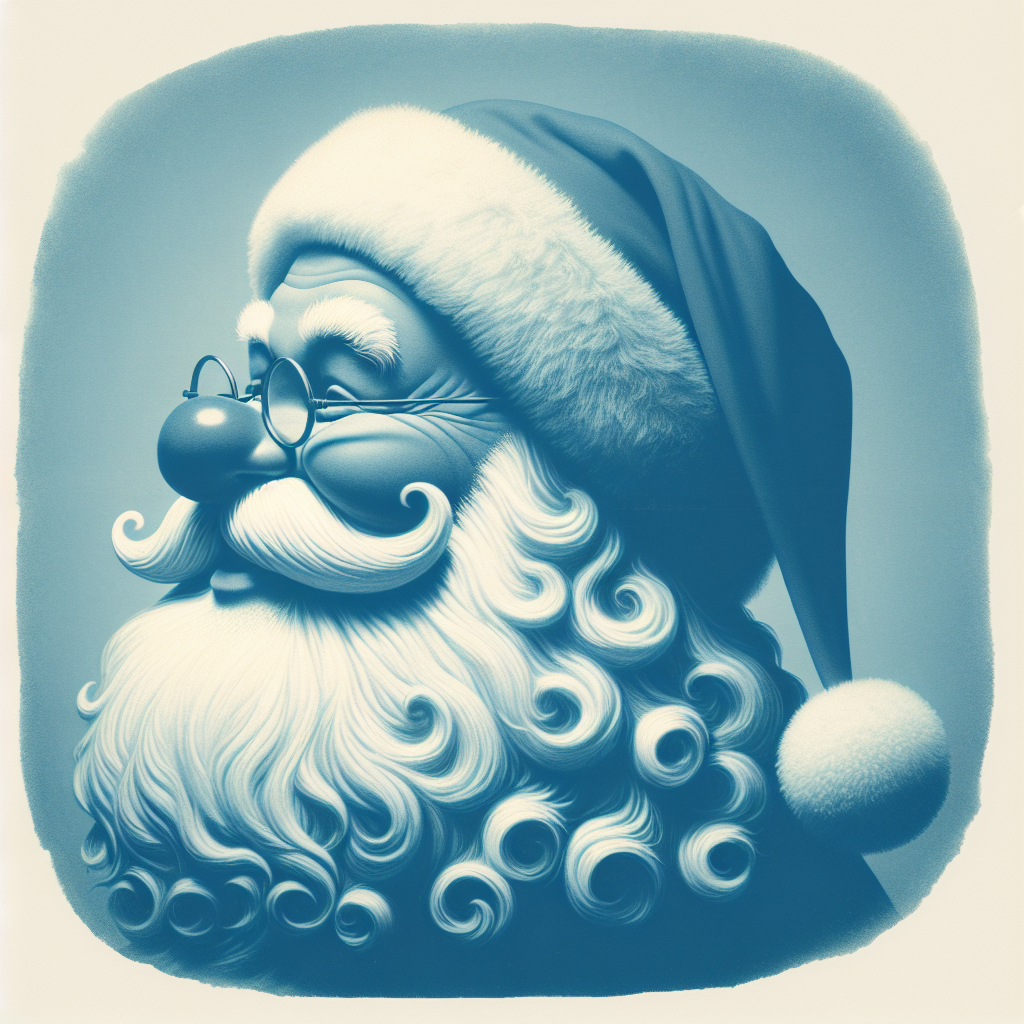 Illustration of a whimsical Santa Claus avatar with a cheerful expression, featuring his iconic red hat and round glasses, perfect for festive profile customization.