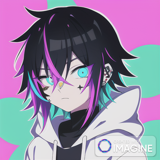 Emo Anime Boy with Neon Highlights by razzfurrytea