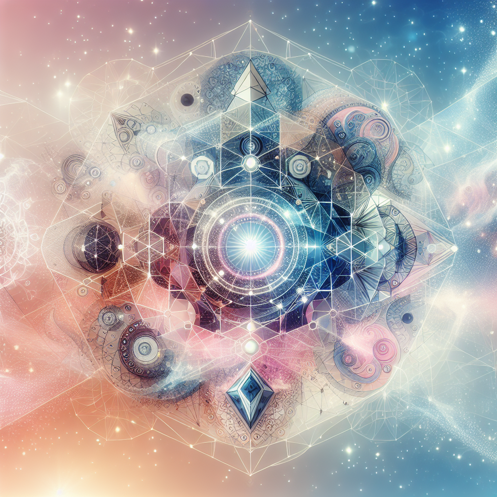 Abstract cosmic avatar with geometric shapes and starry space background for profile picture use.