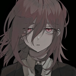 Close-up of Makima from Chainsaw Man with flowing hair and red eyes against a dark background, used as a forum avatar.
