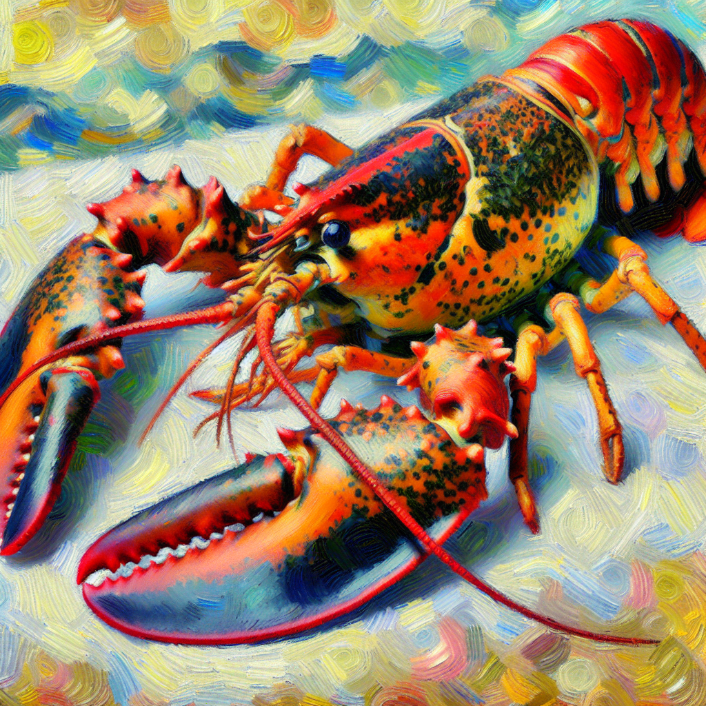 Vibrant avatar image of a colorful lobster with artistic background for profile picture use.