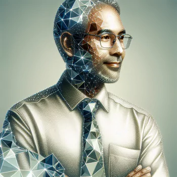 Digital geometric avatar of a teacher for profile picture.